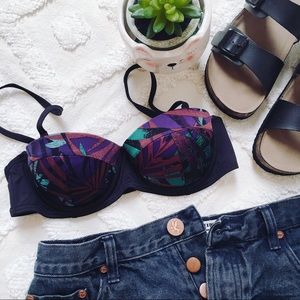 Tavik Leaf Printed Demi Bra Bikini Top